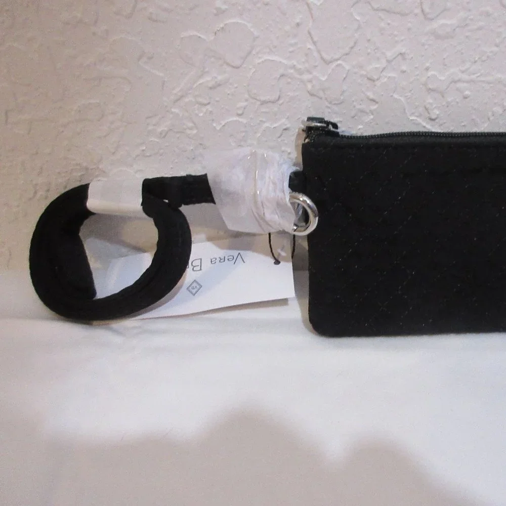 Vera Bradley Iconic Classic Black Zip ID & Lanyard NWT